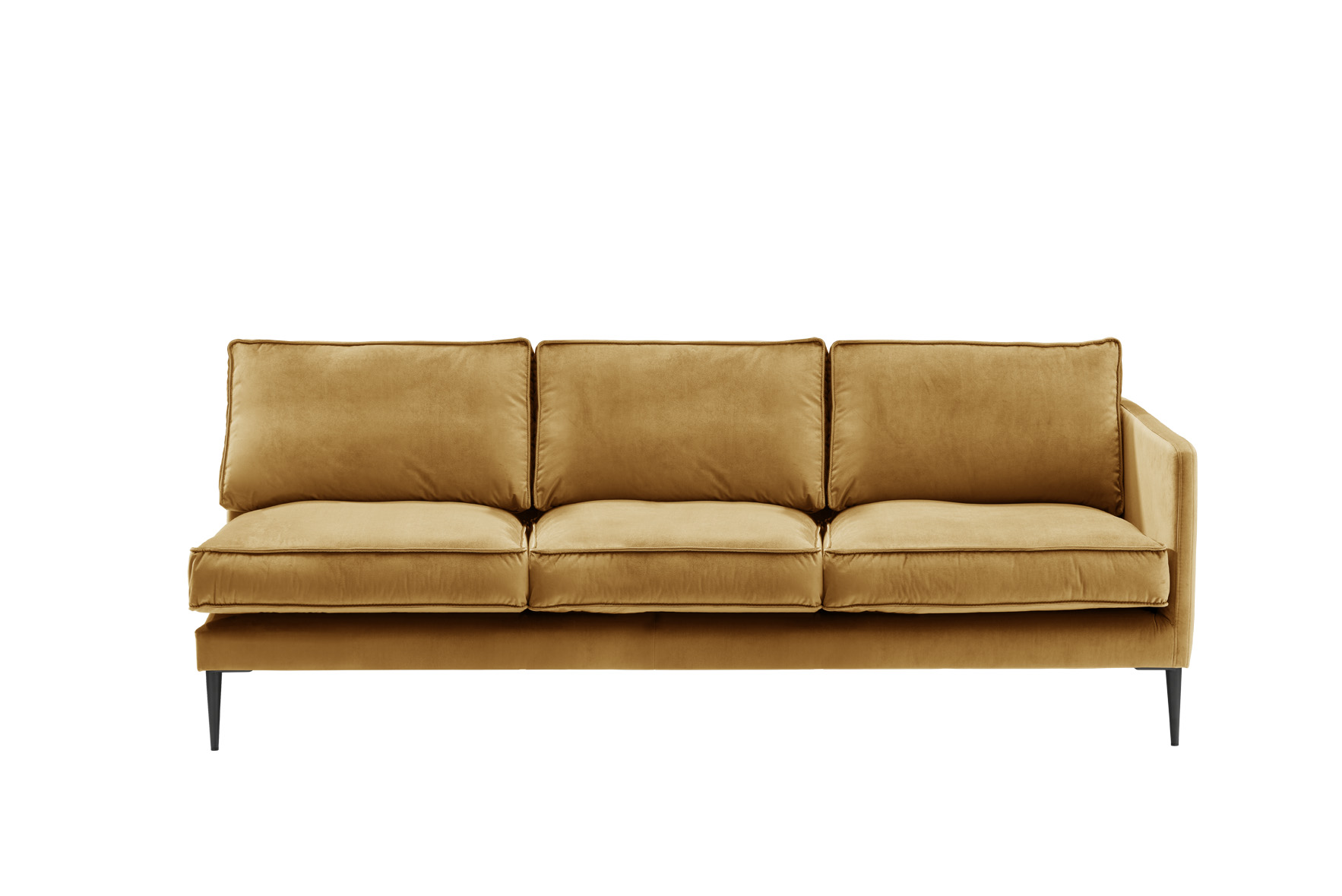 Sofa 4-sitzig mit Armlehne rechts FRITZ in Samt-Velours goldgelb, ca. 247 cm breit