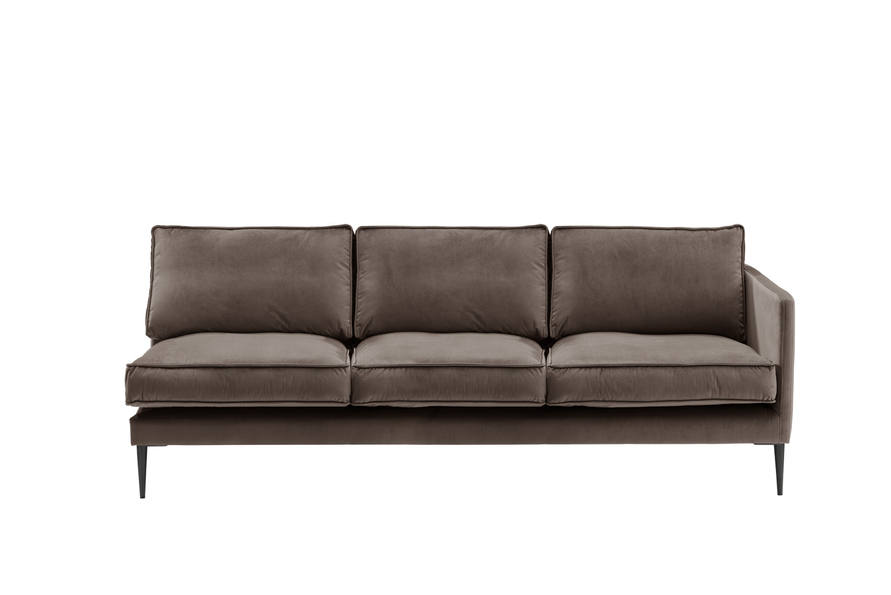 Sofa 4-sitzig mit Armlehne rechts FRITZ in Samt-Velours sanftbraun, ca. 247 cm breit