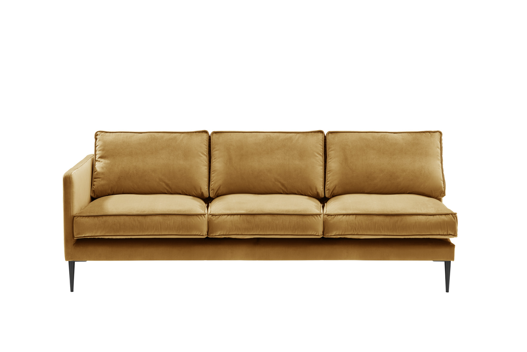 Sofa 4-sitzig mit Armlehne links FRITZ in Samt-Velours goldgelb, ca. 247 cm breit