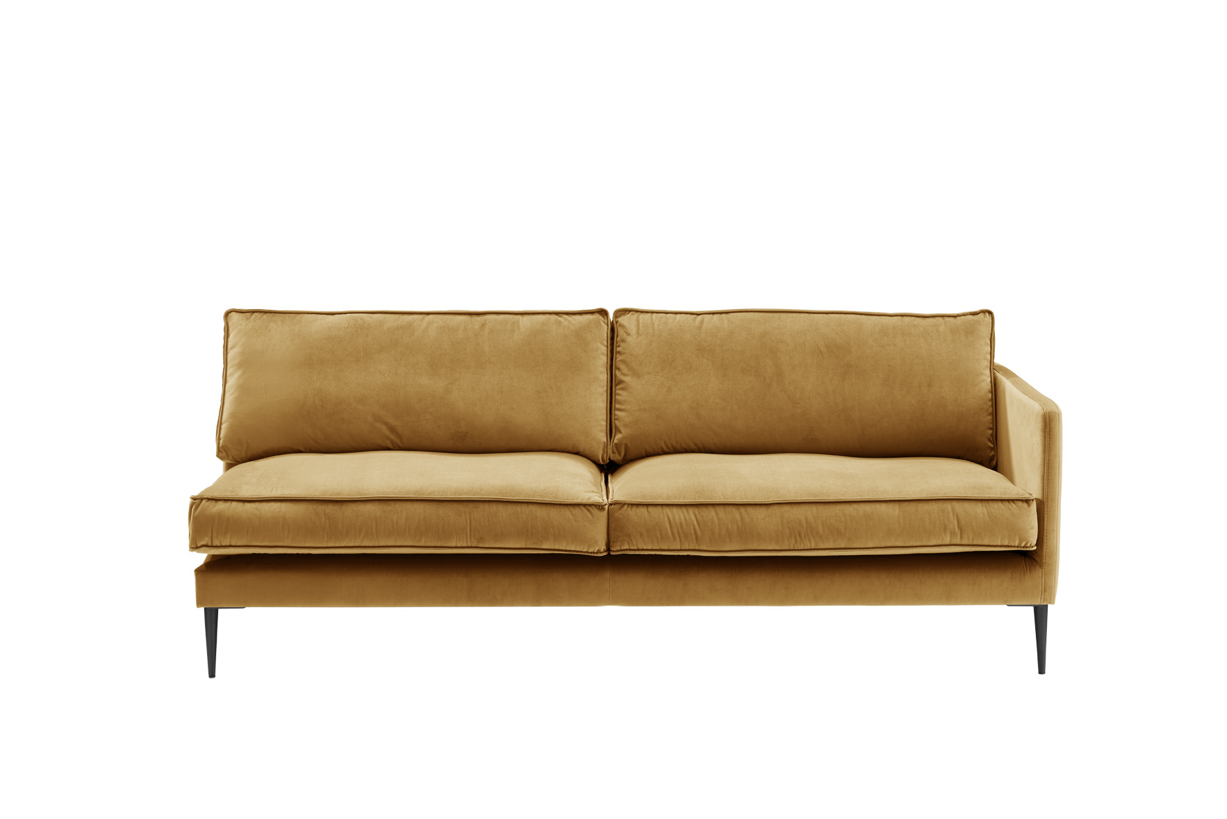 Sofa 3-sitzig mit Armlehne rechts FRITZ in Samt-Velours goldgelb, ca. 203 cm breit