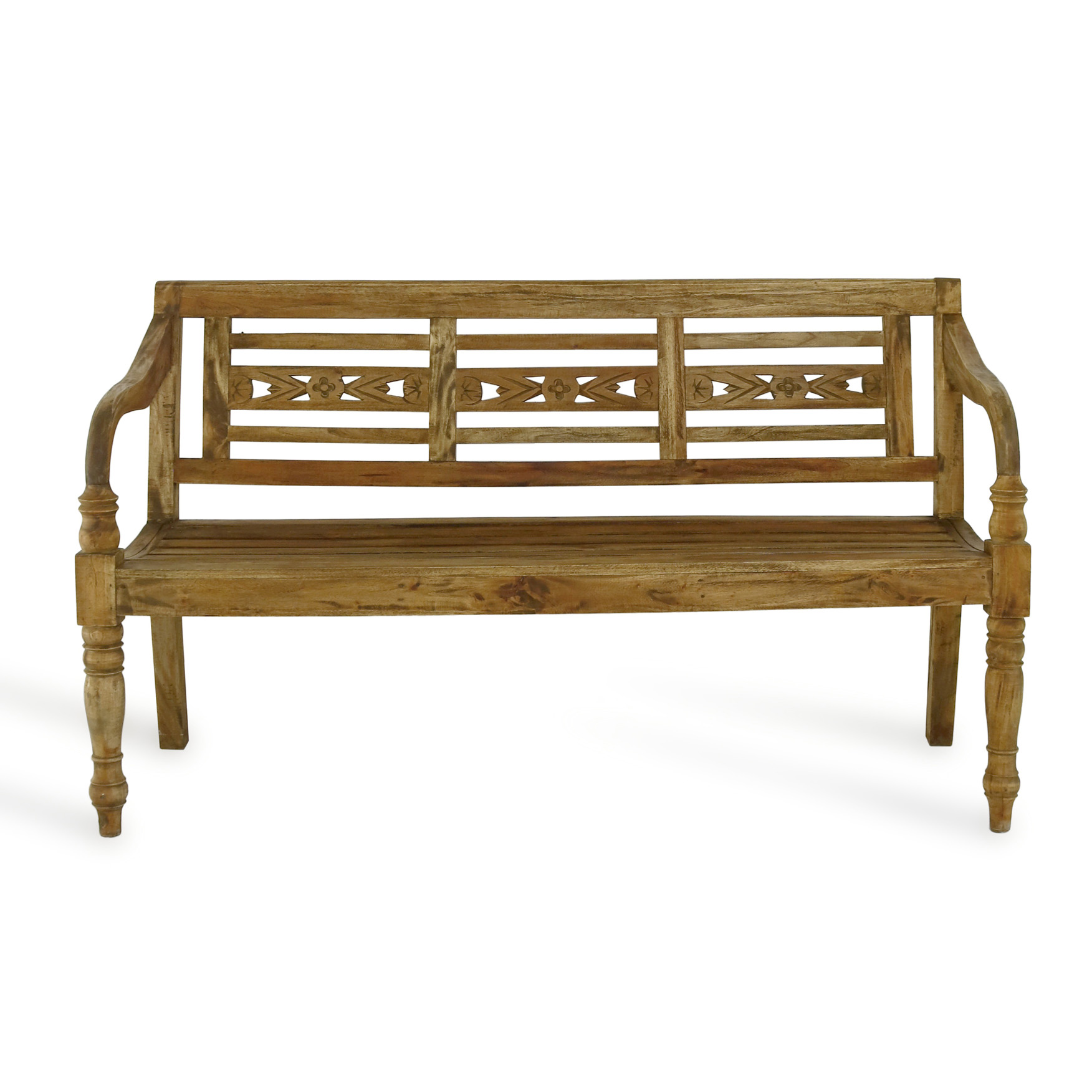 Sitzbank 3-sitzig WiLLIAM | Mahagoni-Holz antik natur  | 150 cm 