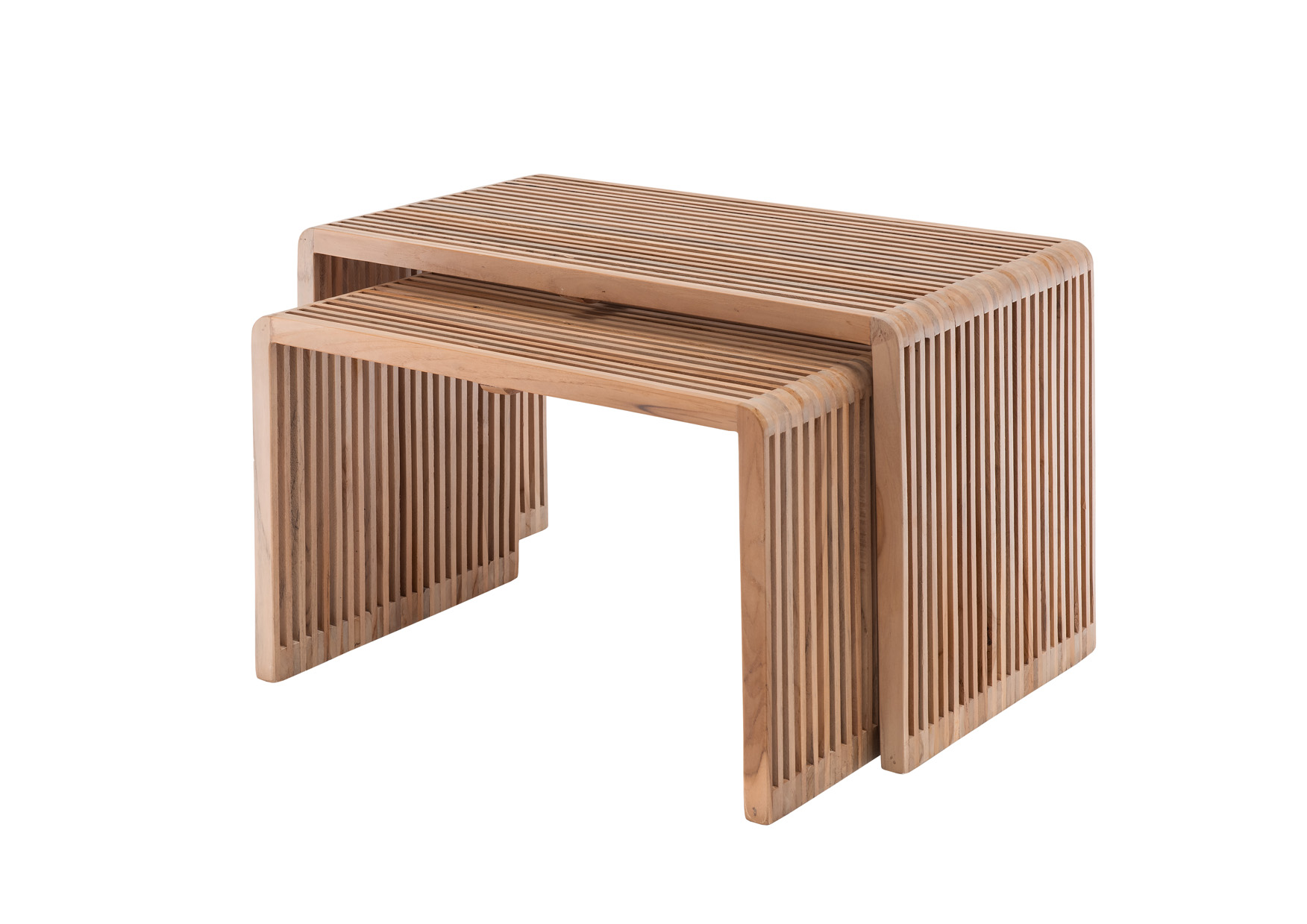 Beistelltisch WOODY-3 | 2-er Set | recyceltes Teakholz