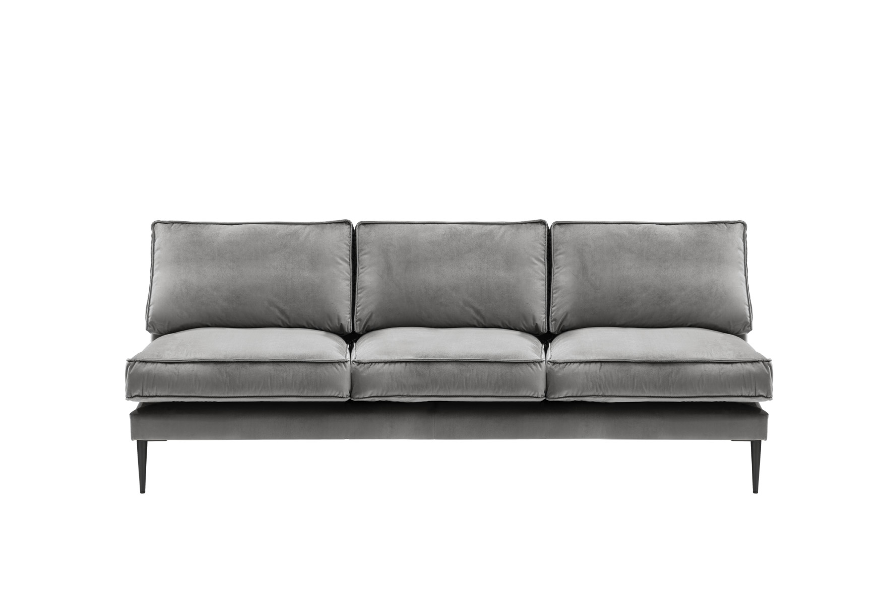Sofa 4-sitzig ohne Armlehnen FRITZ in Samt-Velours silbergrau, ca. 240 cm breit