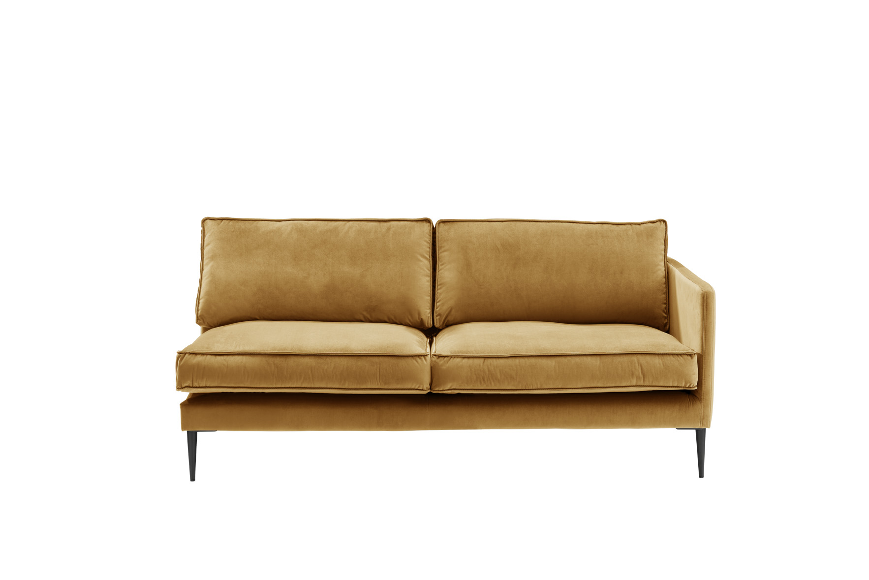 Sofa 2,5-sitzig mit Armlehne rechts FRITZ in Samt-Velours goldgelb, ca. 173 cm breit