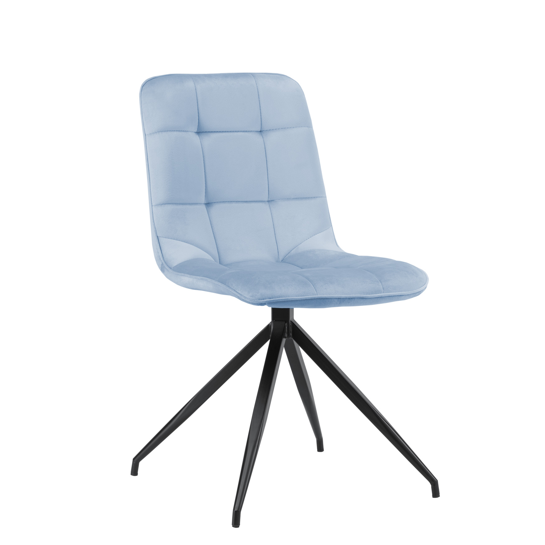 Design-Stuhl M2H-SMILE | Samt-Velours aqua-blau | Beine Metall schwarz pulverbeschichtet