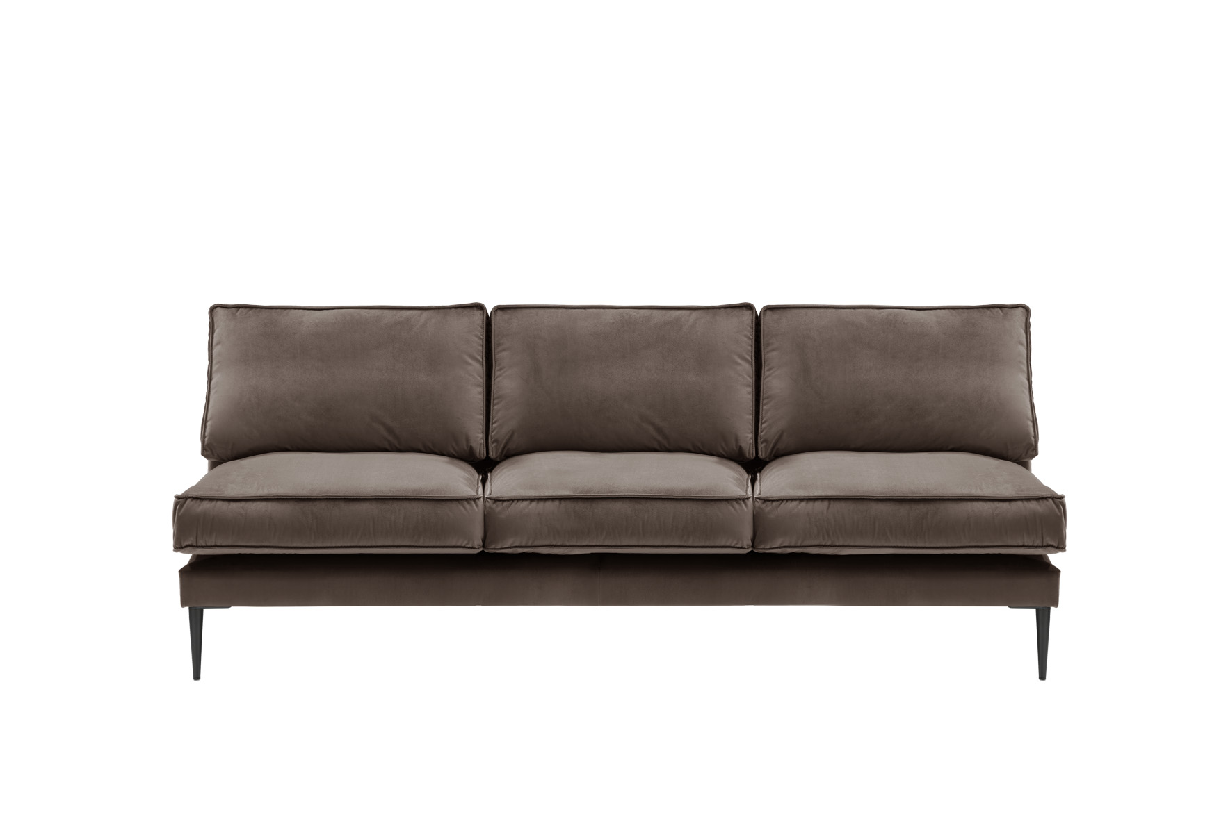 Sofa 4-sitzig ohne Armlehnen FRITZ in Samt-Velours sanftbraun, ca. 240 cm breit