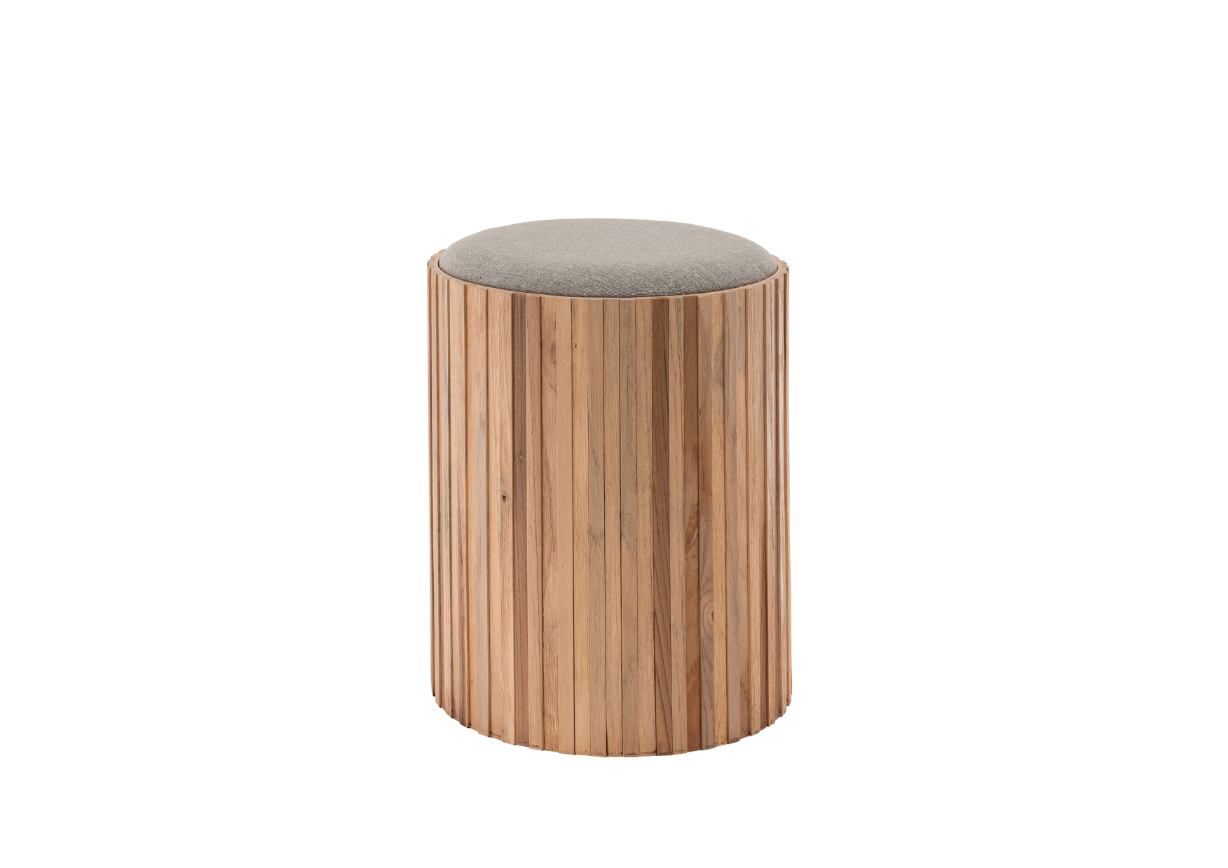 Hocker WOODY | recyceltes Teakholz, Stoffsitzfläche