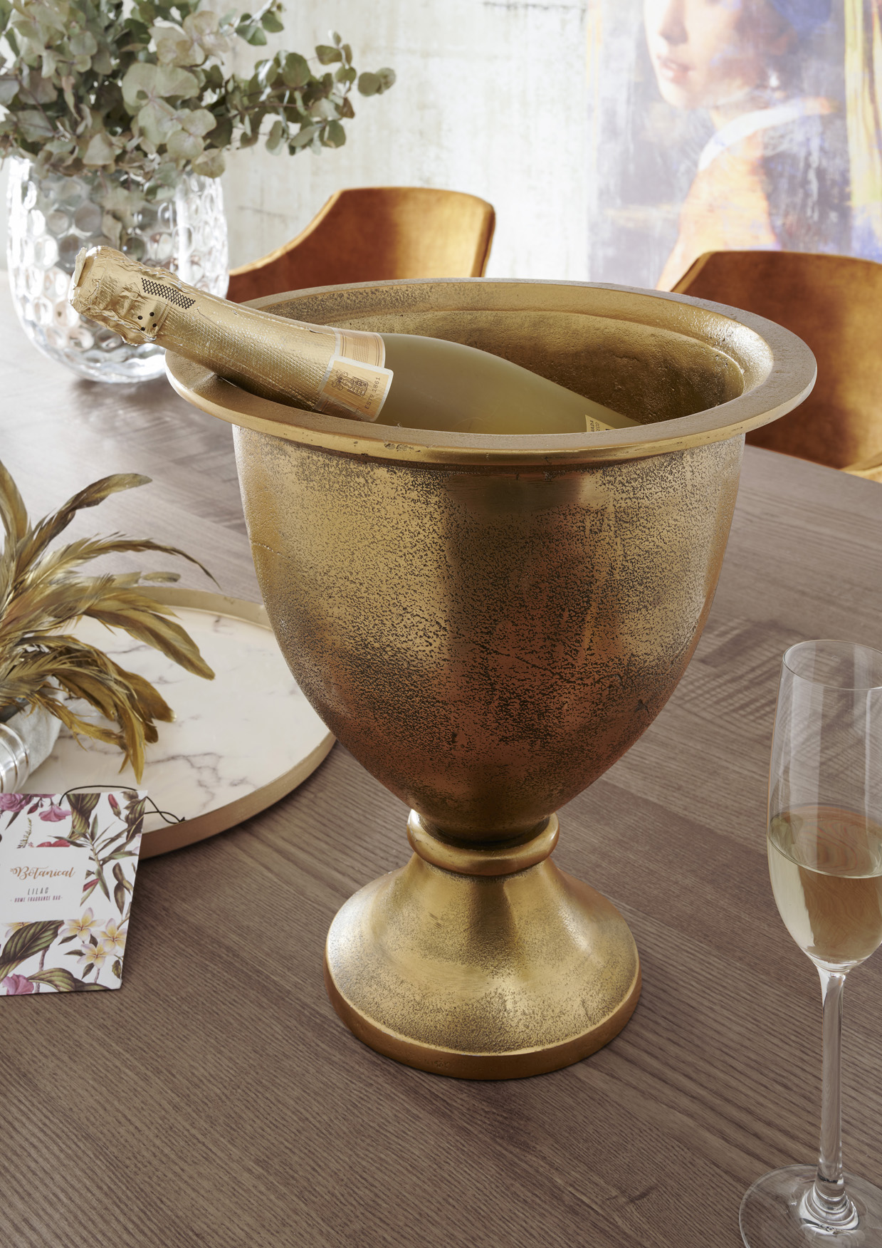 Champagner/Wein- Kühler BUCKET | LARGE | Aluminium vintage antik-gold