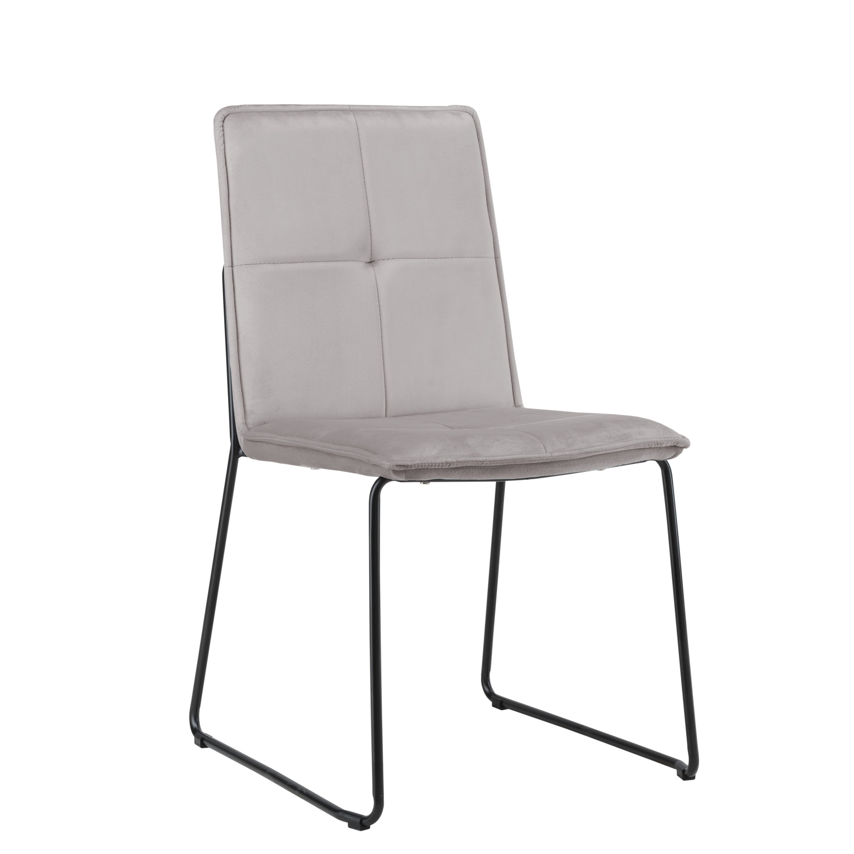 Design-Stuhl M2H-TRUE, grau  | Samt-Velours | Beine Metall schwarz pulverbeschichtet