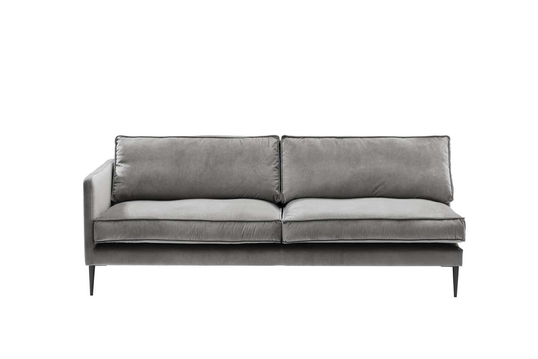 Sofa 3-sitzig mit Armlehne links FRITZ in Samt-Velours silbergrau, ca. 203 cm breit