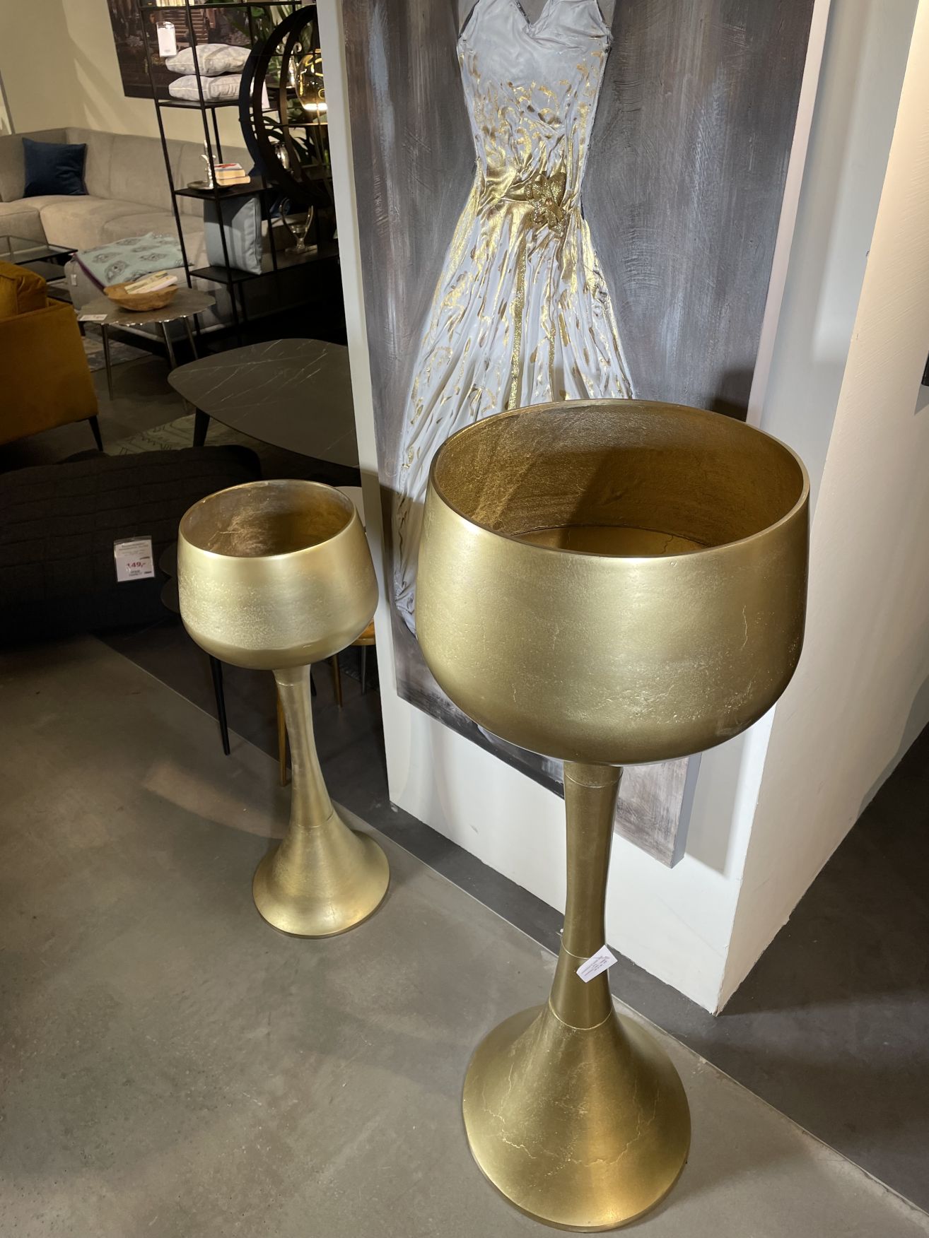 Deko- / Pflanzsäule CUP | Aluminium bronze-gold | rund 41 cm | 124 cm hoch