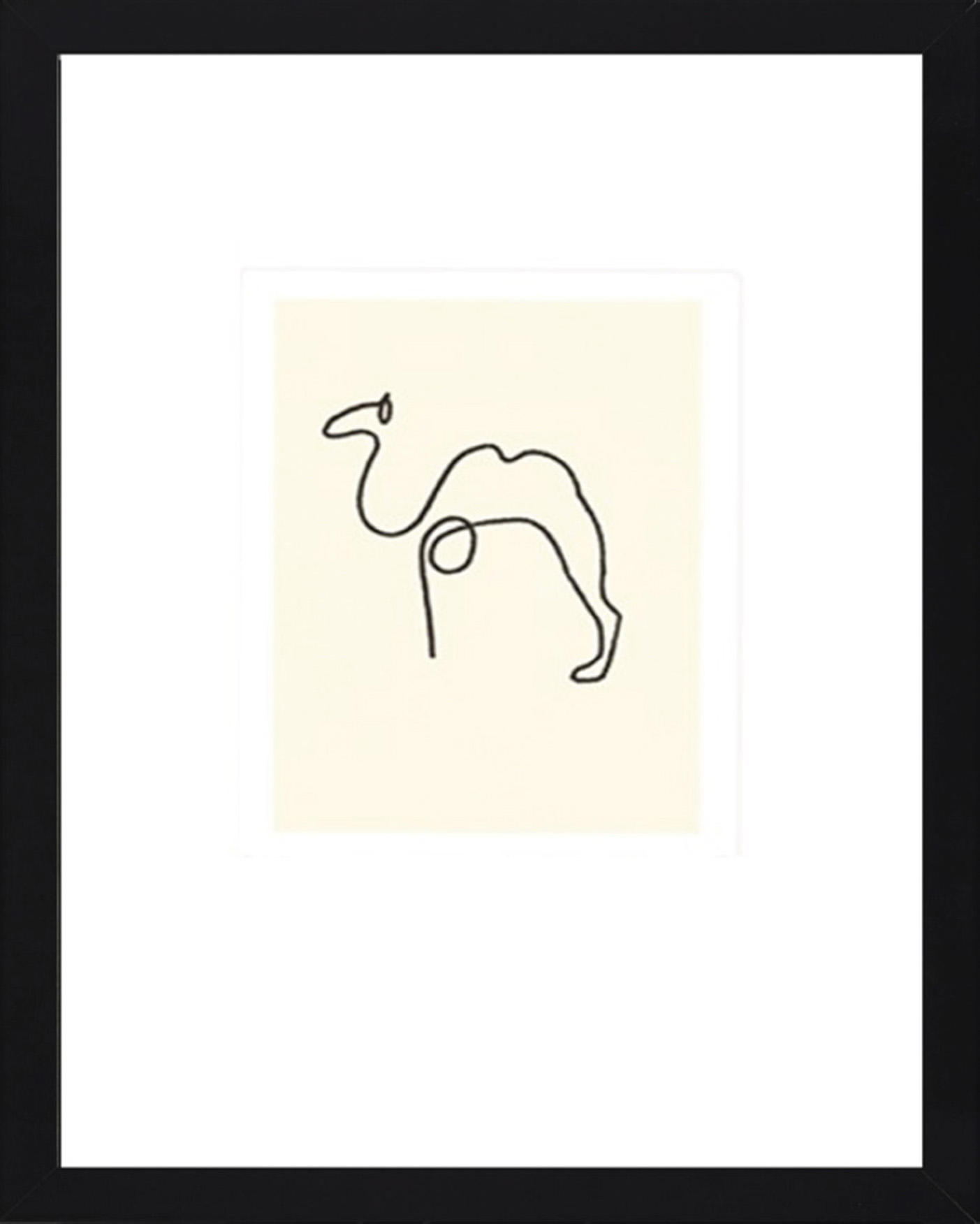 Picasso-Kunstdruck KAMEL | Holzrahmen schwarz / Kunstglas | 50 x 60 cm