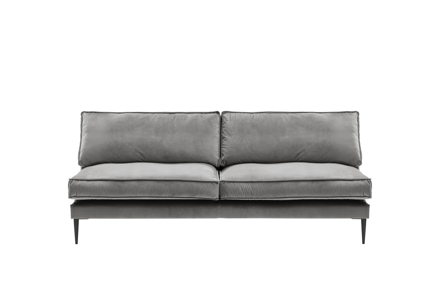 Sofa 3-sitzig ohne Armlehnen FRITZ in Samt-Velours silbergrau, ca. 196 cm breit