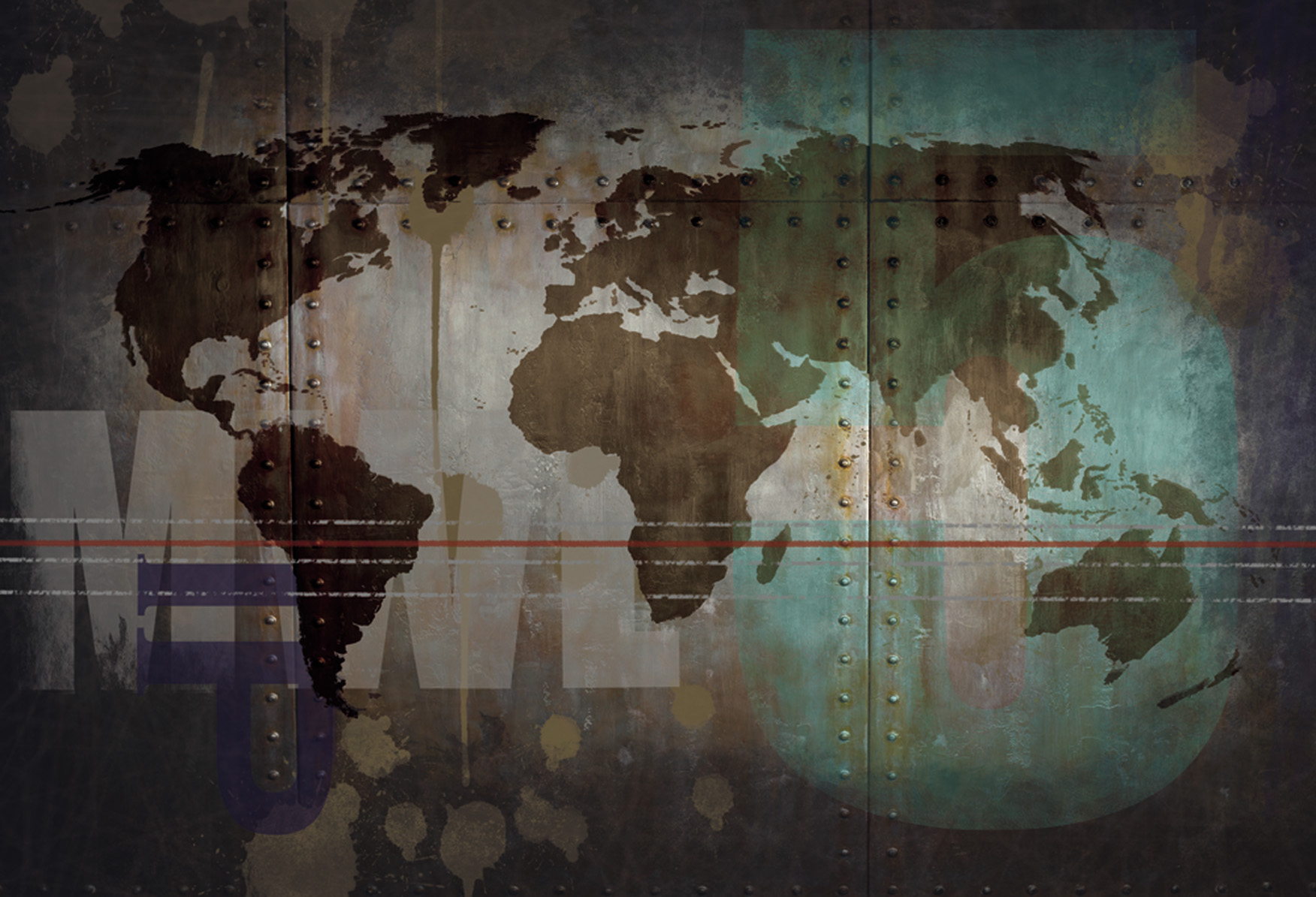 Wandtextil MondiArt | VINTAGE WORLD MAP | mit Alu-Rahmen | L: 150 x 220 cm