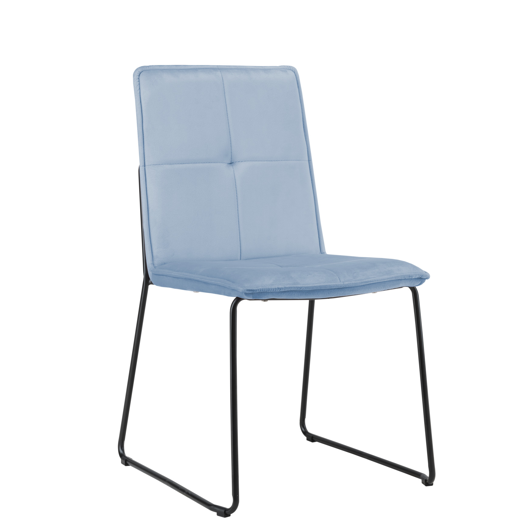 Design-Stuhl M2H-TRUE, aqua-blau | Samt-Velours | Beine Metall schwarz pulverbeschichtet